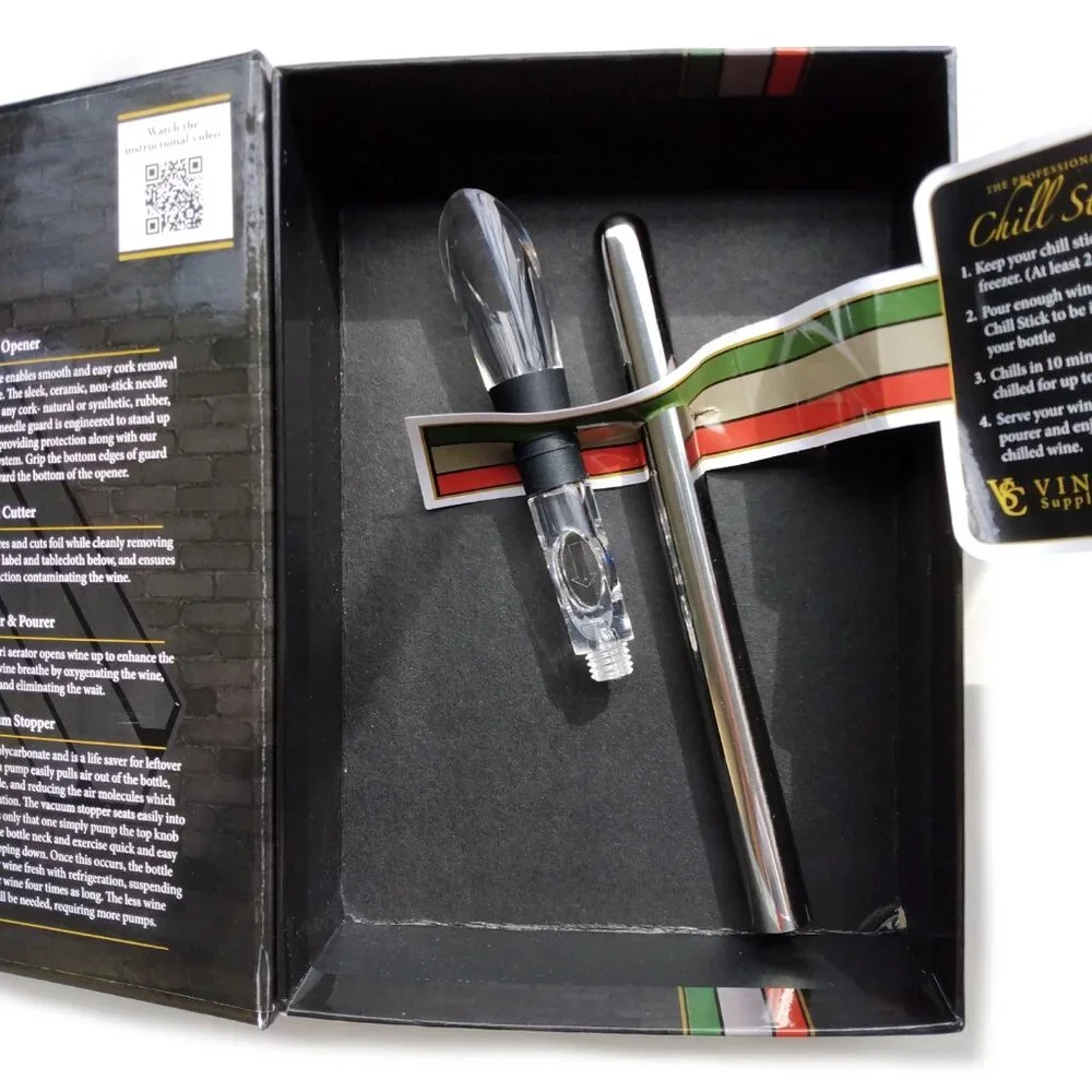 The Professional Wine Opener Set with Extra Chill Stick with Pourer in Rose Gold